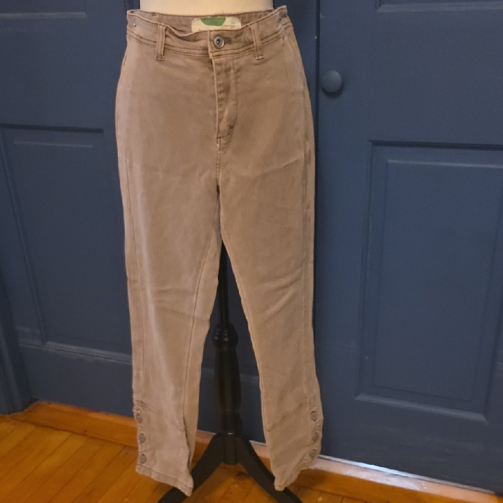 Buy 2 Get 1 Free Anthropologie Tan Pale Brown Skinny Pants W Button Ankles Sz 28